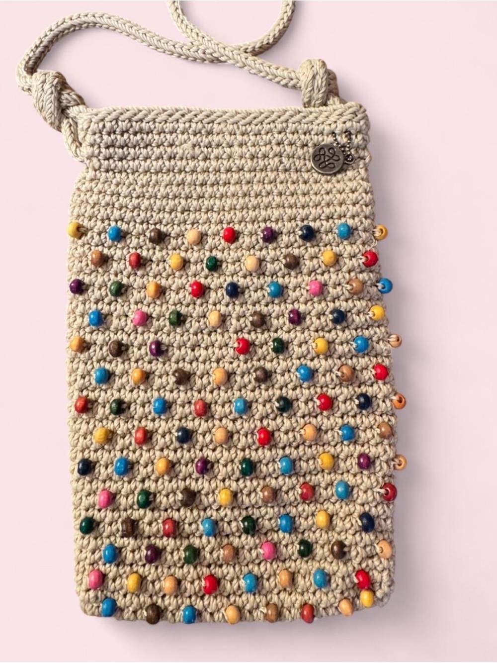 The Sak Crochet Crossbody w/Ecru Beading & BONUS Cherry Bag Charm/Key Ring